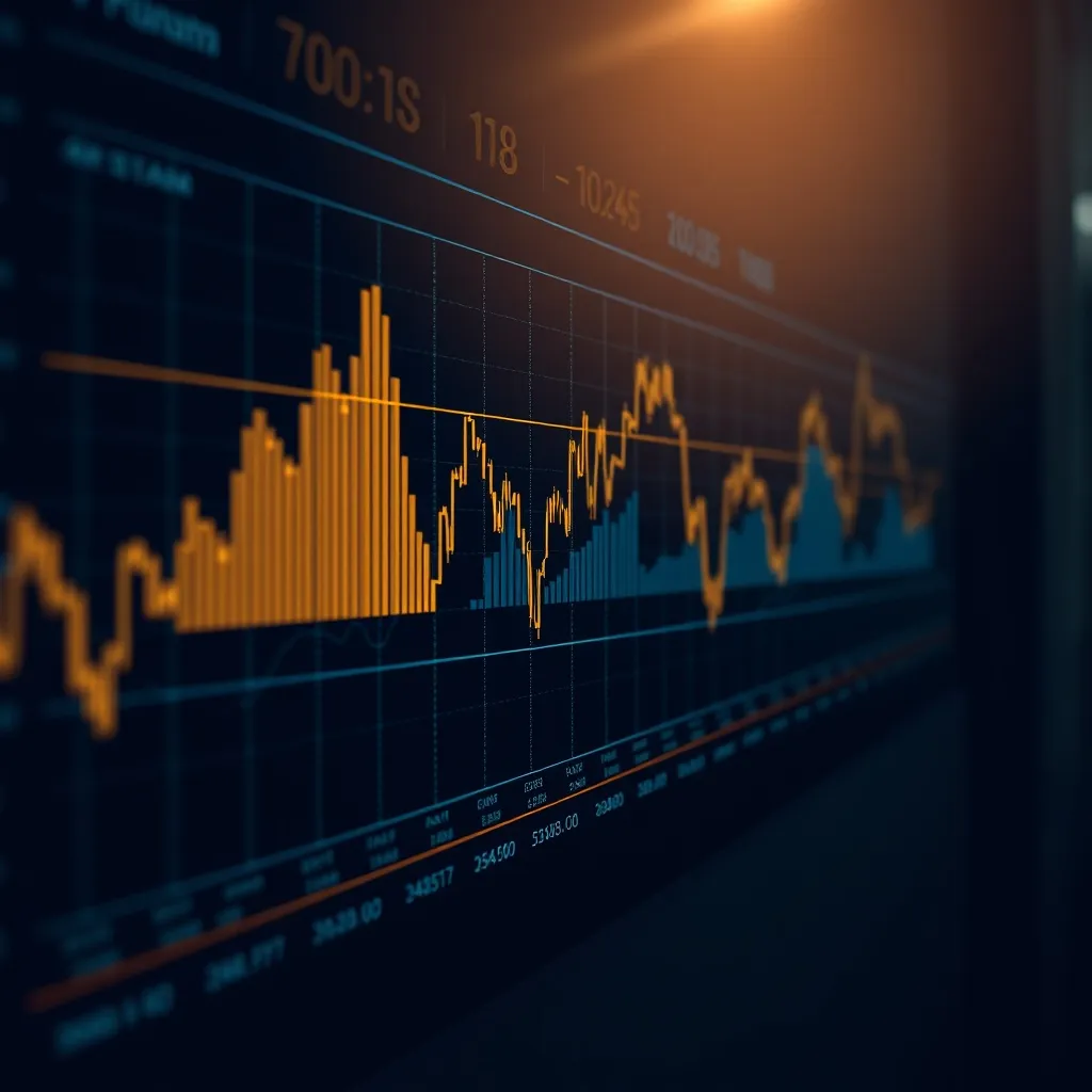 Professional financial charts and numbers on a dark sleek di
